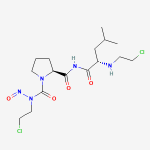 molecular formula C16H27Cl2N5O4 B12779376 1-(((2-Chloroethyl)nitrosoamino)carbonyl)-L-prolyl-N-(2-chloroethyl)-L-leucinamide CAS No. 83472-46-2