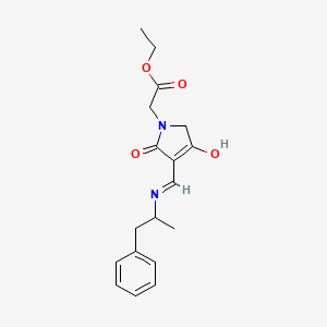 molecular formula C18H22N2O4 B12779454 Ethyl 2,4-dioxo-3-(((1-methyl-2-phenylethyl)amino)methylene)-1-pyrrolidineacetate CAS No. 141581-93-3