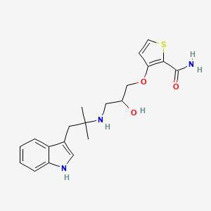 molecular formula C20H25N3O3S B12779456 3-(2-Hydroxy-3-((2-(1H-indol-3-yl)-1,1-dimethylethyl)amino)propoxy)-2-thiophenecarboxamide CAS No. 85032-56-0