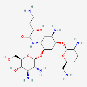 molecular formula C22H45N7O8 B12779494 2''-Amino-5,2''-dideoxyarbekacin CAS No. 147920-23-8