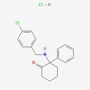 molecular formula C19H21Cl2NO B12779510 Cyclohexanone, 2-(p-chlorobenzylamino)-2-phenyl-, hydrochloride CAS No. 96783-25-4