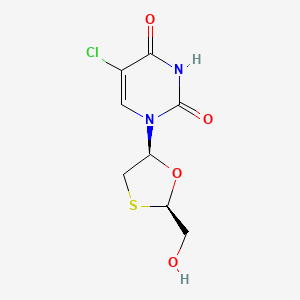molecular formula C8H9ClN2O4S B12779529 2,4(1H,3H)-Pyrimidinedione, 5-chloro-1-(2-(hydroxymethyl)-1,3-oxathiolan-5-yl)-, (2R-cis)- CAS No. 145986-13-6