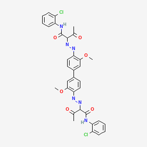 molecular formula C34H30Cl2N6O6 B12779530 2,2'-((3,3'-Dimethoxy(1,1'-biphenyl)-4,4'-diyl)bis(azo))bis(N-(2-chlorophenyl)-3-oxobutyramide) CAS No. 68703-78-6