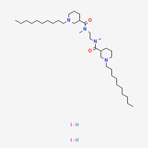 molecular formula C36H72I2N4O2 B12779575 1,2-Bis(N-(1-decylnipecotoyl)-N-methylamino)ethane dihydriodide CAS No. 88209-93-2