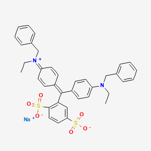 molecular formula C37H35N2NaO6S2 B12779589 Benzenemethanaminium, N-(4-((2,5-disulfophenyl)(4-(ethyl(phenylmethyl)amino)phenyl)methylene)-2,5-cyclohexadien-1-ylidene)-N-ethyl-, inner salt, sodium salt CAS No. 66225-56-7