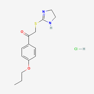 molecular formula C14H19ClN2O2S B12779625 Ethanone, 2-((4,5-dihydro-1H-imidazol-2-yl)thio)-1-(4-propoxyphenyl)-, monohydrochloride CAS No. 130623-16-4