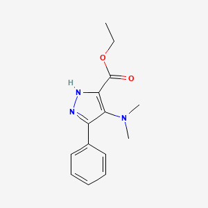 molecular formula C14H17N3O2 B12779662 1H-Pyrazole-3-carboxylic acid, 4-(dimethylamino)-5-phenyl-, ethyl ester CAS No. 91857-68-0