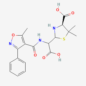 molecular formula C19H21N3O6S B12779763 (4S)-2-(Carboxy(((5-methyl-3-phenylisoxazol-4-yl)carbonyl)amino)methyl)-5,5-dimethylthiazolidine-4-carboxylic acid CAS No. 1642629-95-5