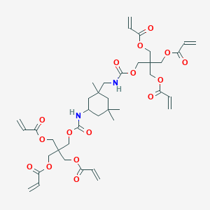 molecular formula C40H54N2O16 B12779766 2-Propenoic acid, 1,1'-(2-(((1-oxo-2-propen-1-yl)oxy)methyl)-2-((((((1,3,3-trimethyl-5-(((3-((1-oxo-2-propen-1-yl)oxy)-2,2-bis(((1-oxo-2-propen-1-yl)oxy)methyl)propoxy)carbonyl)amino)cyclohexyl)methyl)amino)carbonyl)oxy)methyl)-1,3-propanediyl) ester CAS No. 101162-60-1