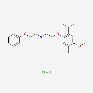 molecular formula C22H32ClNO3 B12779772 Ethanamine, N-(2-(4-methoxy-5-methyl-2-(1-methylethyl)phenoxy)ethyl)-N-methyl-2-phenoxy-, hydrochloride CAS No. 84541-55-9
