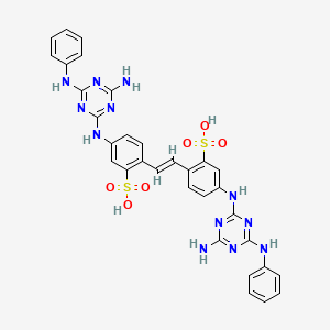 molecular formula C32H28N12O6S2 B12779849 Fluorescent brightener 49 free acid, (E)- CAS No. 736095-36-6