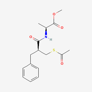 molecular formula C16H21NO4S B12779854 L-Alanine, N-(2-((acetylthio)methyl)-1-oxo-3-phenylpropyl)-, methyl ester, (S)- CAS No. 124815-64-1