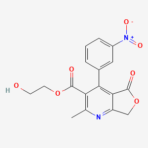 molecular formula C17H14N2O7 B12779864 2-Hydroxyethyl 2-methyl-4-(3-nitrophenyl)-5-oxo-5,7-dihydrofuro(3,4-b)pyridine-3-carboxylate CAS No. 85677-99-2
