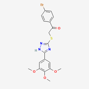 molecular formula C19H18BrN3O4S B12779899 Acetophenone, 4'-bromo-2-(5-(3,4,5-trimethoxyphenyl)-s-triazol-3-yl)thio- CAS No. 140405-98-7