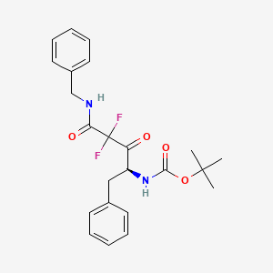molecular formula C23H26F2N2O4 B12779901 Carbamic acid, (3,3-difluoro-2,4-dioxo-1-(phenylmethyl)-4-((phenylmethyl)amino)butyl)-, 1,1-dimethylethyl ester CAS No. 148797-19-7
