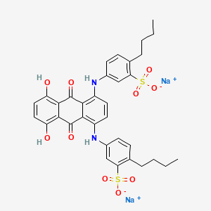 molecular formula C34H32N2Na2O10S2 B12779905 disodium;2-butyl-5-[[4-(4-butyl-3-sulfonatoanilino)-5,8-dihydroxy-9,10-dioxoanthracen-1-yl]amino]benzenesulfonate CAS No. 73398-32-0