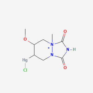 molecular formula C8H13ClHgN3O3+ B12779928 Tetrahydro-4-(chloromercuri)-5-methoxy-N-methyl-1,2-pyridazinedicarboximide CAS No. 93168-21-9