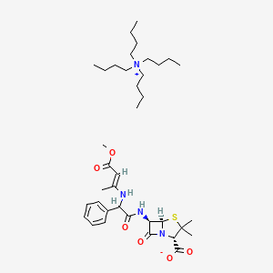 molecular formula C37H60N4O6S B12779959 (2S,5R,6R)-6-[[2-[[(E)-4-methoxy-4-oxobut-2-en-2-yl]amino]-2-phenylacetyl]amino]-3,3-dimethyl-7-oxo-4-thia-1-azabicyclo[3.2.0]heptane-2-carboxylate;tetrabutylazanium CAS No. 87343-53-1