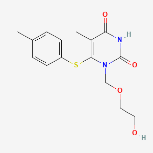 molecular formula C15H18N2O4S B12779960 1-((2-Hydroxyethoxy)methyl)-6-((4-methylphenyl)thio)thymine CAS No. 125056-59-9
