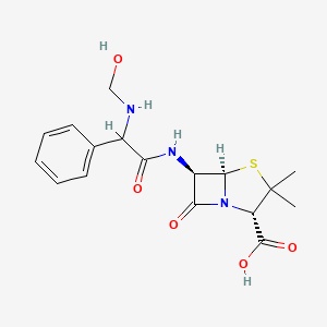 molecular formula C17H21N3O5S B12779977 4-Thia-1-azabicyclo(3.2.0)heptane-2-carboxylic acid, 6-(2-((hydroxymethyl)amino)-2-phenylacetamido)-3,3-dimethyl-7-oxo- CAS No. 801184-37-2