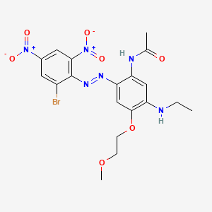 molecular formula C19H21BrN6O7 B12780012 Acetamide, N-[2-[(2-bromo-4,6-dinitrophenyl)azo]-5-(ethylamino)-4-(2-methoxyethoxy)phenyl]- CAS No. 72066-86-5