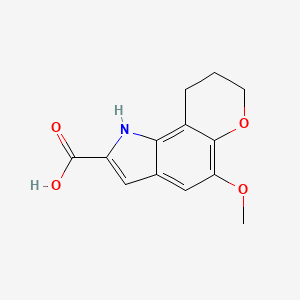 molecular formula C13H13NO4 B12780018 Pyrano(2,3-g)indole-2-carboxylic acid, 1,7,8,9-tetrahydro-5-methoxy- CAS No. 81257-92-3