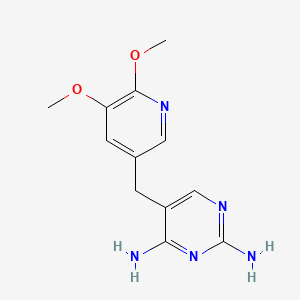 molecular formula C12H15N5O2 B12780166 Pyrimidine, 2,4-diamino-5-((5,6-dimethoxy-3-pyridyl)methyl)- CAS No. 52606-05-0