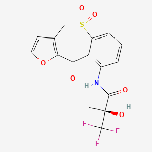 molecular formula C16H12F3NO6S B12780189 (2S)-3,3,3-trifluoro-2-hydroxy-2-methyl-N-(5,5,10-trioxo-4H-[1]benzothiepino[4,3-b]furan-9-yl)propanamide CAS No. 1392269-18-9