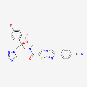 molecular formula C26H21F2N7O2S B12780250 6-(4-cyanophenyl)-N-[(2R,3R)-3-(2,4-difluorophenyl)-3-hydroxy-4-(1,2,4-triazol-1-yl)butan-2-yl]-N-methylimidazo[2,1-b][1,3]thiazole-2-carboxamide CAS No. 735315-80-7