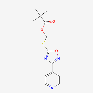 molecular formula C13H15N3O3S B12780294 Propanoic acid, 2,2-dimethyl-, ((3-(4-pyridinyl)-1,2,4-oxadiazol-5-yl)thio)methyl ester CAS No. 345631-80-3