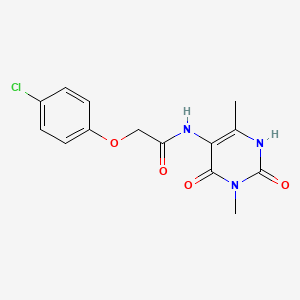 molecular formula C14H14ClN3O4 B12780321 Acetamide, 2-(4-chlorophenoxy)-N-(1,2,3,4-tetrahydro-3,6-dimethyl-2,4-dioxo-5-pyrimidinyl)- CAS No. 142648-51-9