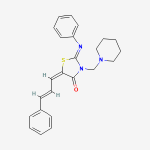 molecular formula C24H25N3OS B12780398 5-Cinnamylidene-2-(phenylimino)-3-(piperidinomethyl)-4-thiazolidinone CAS No. 104123-94-6