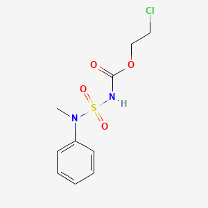 molecular formula C10H13ClN2O4S B12780432 Carbamic acid, ((methylphenylamino)sulfonyl)-, 2-chloroethyl ester CAS No. 116943-59-0