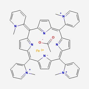 molecular formula C46H39FeN8O2+4 B12780442 Iron(4+), (acetato-O)((2,2',2'',2'''-(21H,23H-porphine-5,10,15,20-tetrayl)tetrakis(1-methylpyridiniumato))(2-)-N21,N22,N23,N24)-, (SP-5-12)- CAS No. 119237-30-8