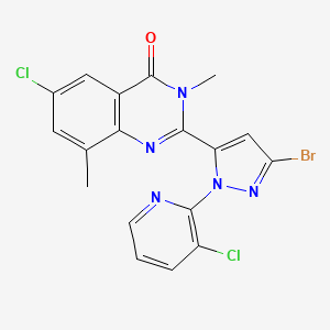 molecular formula C18H12BrCl2N5O B1278045 2-(3-溴-1-(3-氯-2-吡啶基)-1H-吡唑-5-基)-6-氯-3,8-二甲基-4(3H)-喹唑啉酮 CAS No. 438450-43-2