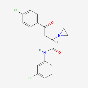 molecular formula C18H16Cl2N2O2 B12780505 alpha-Aziridinyl-beta-(p-chlorobenzoyl)propionic acid m-chloroanilide CAS No. 116356-07-1