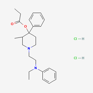 molecular formula C25H36Cl2N2O2 B12780519 1-(2-(Ethylphenylamino)ethyl)-3-methyl-4-phenyl-4-propionyloxypiperidine dihydrochloride CAS No. 96579-54-3
