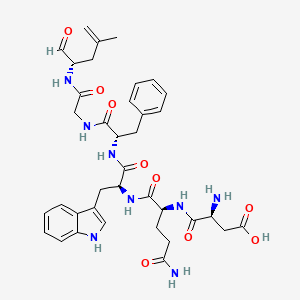 molecular formula C37H46N8O9 B12780527 Cyclo(L-alpha-aspartyl-L-glutaminyl-L-tryptophyl-L-phenylalanylglycyl-L-leucyl) CAS No. 142959-76-0