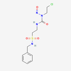 molecular formula C12H17ClN4O4S B12780538 Ethanesulfonamide, 2-((((2-chloroethyl)nitrosoamino)carbonyl)amino)-N-(phenylmethyl)- CAS No. 91893-39-9