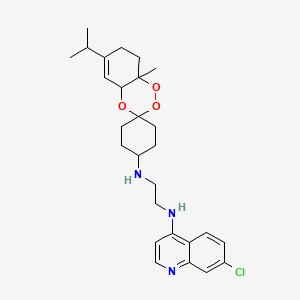 molecular formula C27H36ClN3O3 B12780786 N-(8a-methyl-6-propan-2-ylspiro[7,8-dihydro-4aH-1,2,4-benzotrioxine-3,4'-cyclohexane]-1'-yl)-N'-(7-chloroquinolin-4-yl)ethane-1,2-diamine CAS No. 367265-64-3