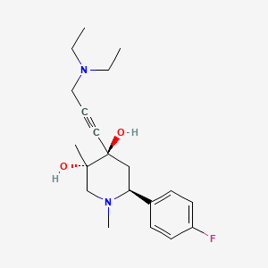 molecular formula C20H29FN2O2 B12780799 cis-4-(3-(Diethylamino)propynyl)-1,3-dimethyl-6-(4-fluorophenyl)-3,4-piperidinediol CAS No. 120768-88-9