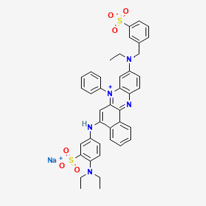 molecular formula C41H38N5NaO6S2 B12780865 Benzo(a)phenazinium, 5-((4-(diethylamino)-3-sulfophenyl)amino)-9-(ethyl((3-sulfophenyl)methyl)amino)-7-phenyl-, inner salt, monosodium salt CAS No. 6378-89-8