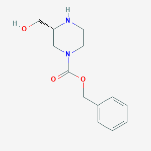 molecular formula C13H18N2O3 B1278089 (R)-Benzyl 3-(hydroxymethyl)piperazine-1-carboxylate CAS No. 930837-03-9