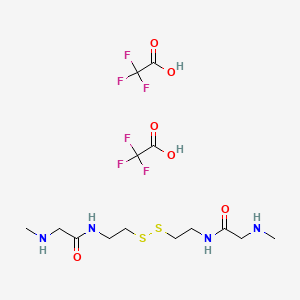 molecular formula C14H24F6N4O6S2 B12780936 N,N'-Bis(sarcosyl)cystamine bis(trifluoroacetate) CAS No. 97313-92-3