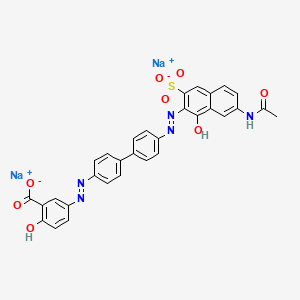 molecular formula C31H21N5Na2O8S B12780957 Disodium 5-((4'-((7-(acetylamino)-1-hydroxy-3-sulphonato-2-naphthyl)azo)(1,1'-biphenyl)-4-yl)azo)salicylate CAS No. 6459-86-5