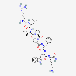 molecular formula C54H82N14O8 B12780979 L-Arginyl-L-leucyl-L-isoleucyl-L-prolyl-L-prolyl-L-phenylalanyl-L-tryptophyl-L-lysinamide CAS No. 115722-24-2