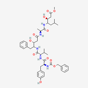 molecular formula C45H61N5O11 B12781157 Pepstatin A, 1-(N-((phenylmethoxy)carbonyl)-L-tyrosine)-3-(4-amino-2,4,5-trideoxy-5-phenyl-L-threo-pentonic acid)- CAS No. 145031-49-8