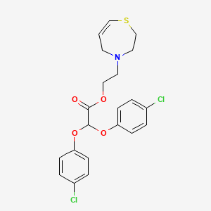 molecular formula C21H21Cl2NO4S B12781245 Glyoxylic acid, 2-(hexahydro-1,4-thiazepin-4-yl)ethyl ester, 2-(bis(p-chlorophenyl)acetal) CAS No. 87565-60-4