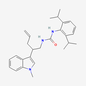 molecular formula C27H35N3O B12781429 N-(2,6-Bis(1-methylethyl)phenyl)-N'-(2-(1-methyl-1H-indol-3-yl)-4-pentenyl)urea CAS No. 145131-35-7
