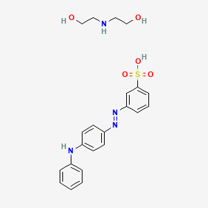 molecular formula C22H26N4O5S B12781547 Benzenesulfonic acid, M-((p-anilinophenyl)azo)-, diethanolamine salt CAS No. 79792-98-6